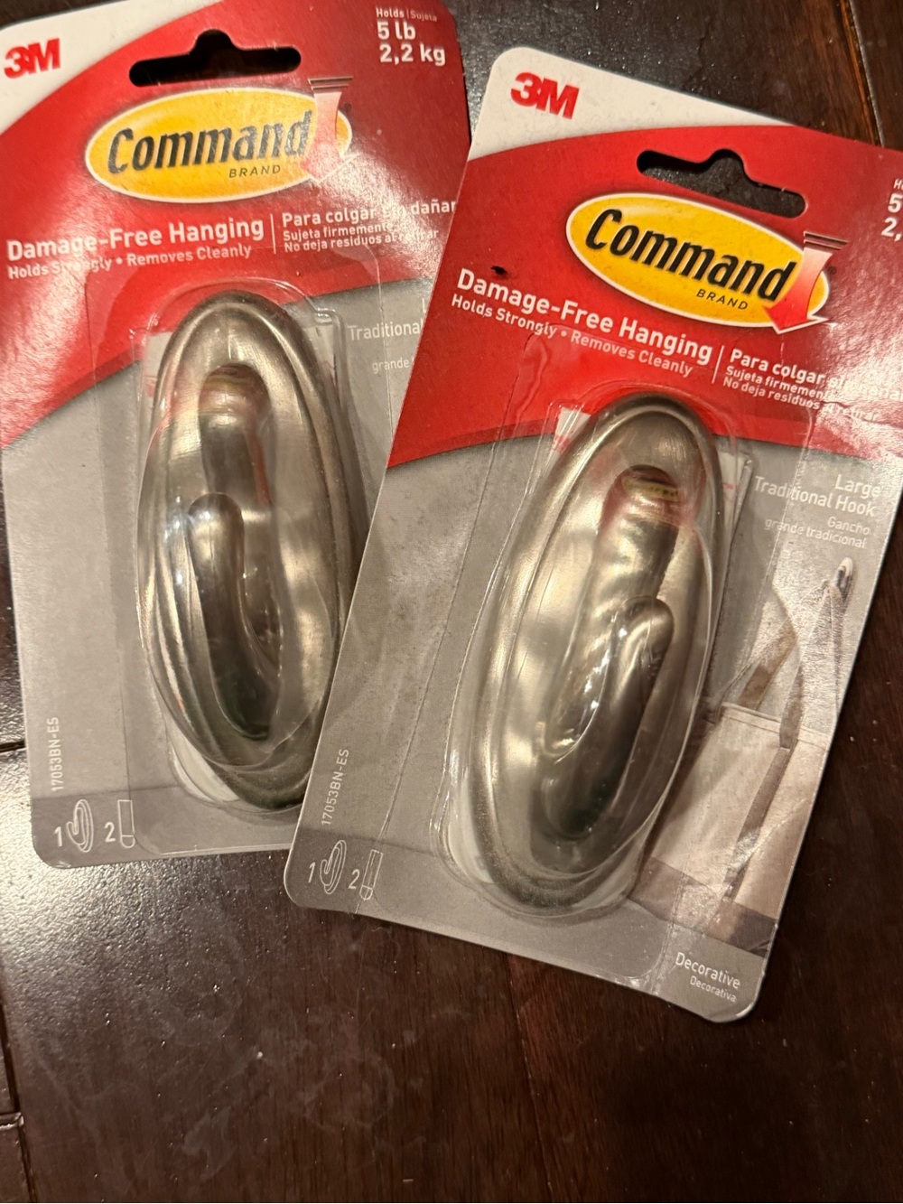 3M Command Large Decorative Hook, Silver - Damage-Free Hanging (2 Pack)